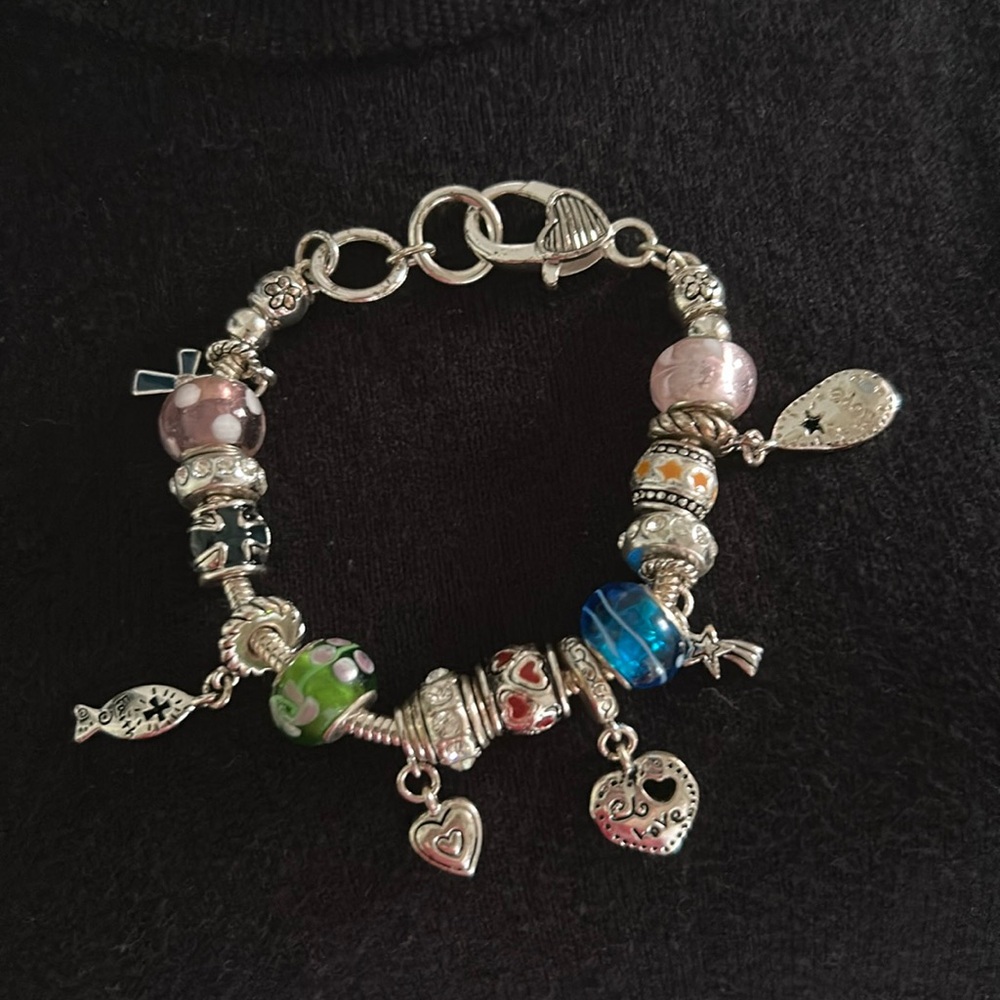 Faith Themed Charm Bracelet.  See photos for charms and beads. Like new.